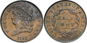 1832 Classic Head Half Cent. C-2. Rarity-1. MS-61 BN (NGC).

PCGS# 1159. NGC ID: 222Y.