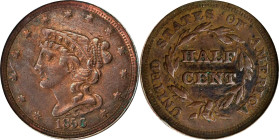 1856 Braided Hair Half Cent. C-1. Rarity-1. EF-40 Details--Damaged, Corroded, Cleaned (ANACS).

PCGS# 1236. NGC ID: 26Z2.