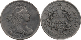 1803 Draped Bust Cent. S-258, B-17. Rarity-1. Small Date, Large Fraction. VF Details--Scratch (PCGS).

PCGS# 1485. NGC ID: 224G.

From the Senator...