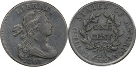 1807 Draped Bust Cent. S-275, B-5. Rarity-3. Large Fraction. VF Details--Corrosion Removed (PCGS).

PCGS# 1516. NGC ID: 224M.

From the Senator Pl...