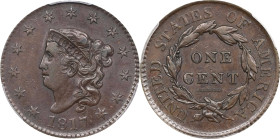1817 Matron Head Cent. N-5. Rarity-3. 13 Stars. EF-40 (PCGS).

PCGS# 1594. NGC ID: 2252.
