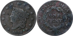 1824 Matron Head Cent. N-2. Rarity-2. Rotated Dies. VG-8 Details--Corroded (ANACS).

PCGS# 1636. NGC ID: 225D.