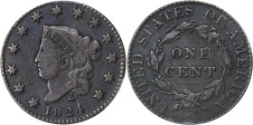 1824 Matron Head Cent. N-4. Rarity-2. VF Details--Scratched (CACG).

PCGS# 36775. NGC ID: 225D.
