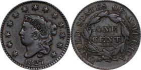 1827 Matron Head Cent. N-11. Rarity-1. VF-30 (PCGS).

PCGS# 36868. NGC ID: 225H.