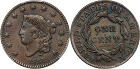 1831 Matron Head Cent. N-6. Rarity-1. Large Letters. VF-35 (PCGS).

PCGS# 1678. NGC ID: 225M.