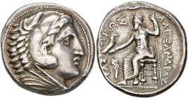 ROYAUME DE MACÉDOINE, Alexandre III le Grand (336-323), AR tétradrachme, 323-320 av. J.-C., Macédoine (Amphipolis). D/ T. d'Héraclès à d., coiffé de l...