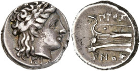 BITHYNIE, KIOS, AR hémidrachme, 2e moitié du 4e s. av. J.-C. D/ T. l. d'Apollon à d. Sous le cou, KIΩ. R/ Proue décorée d'une étoile et d'un oeil. Au-...