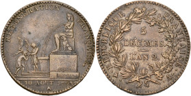 FRANCE, Convention (1792-1795), AE 5 décimes, 1793 A, an 2, Paris. Dits "Robespierre". D/ La fontaine d'Isis, faisant jaillir l'eau de la Régénération...