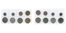 FRANCE, lot de 8 p. du Directoire et du Consulat, type Dupré: 1 centime, an 6 A et an 8 A; 5 centimes, an 4 A, petit module (Superbe); an 5 A; 1 décim...