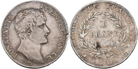 FRANCE, Consulat (1799-1804), AR 1 franc, an 12 A, Paris. Gad. 442. Fine fêlure du flan. about Very Fine.
