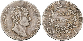 FRANCE, Consulat (1799-1804), AR demi-franc, an 12 I, Limoges. Gad. 394. Very Fine.