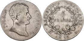 FRANCE, Napoléon Ier (1804-1814), AR 5 francs, an 12 A, Paris. Gad. 579. Fine - Very Fine.
