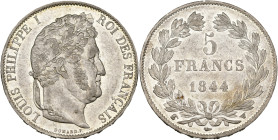 FRANCE, Louis-Philippe (1830-1848), AR 5 francs, 1844 W, Lille. Gad. 678a. Extremely Fine.