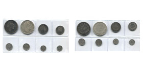FRANCE, Louis-Philippe (1830-1848), lot de 8 p. en argent: 5 francs, 1831 BB (tranche en creux), 1831 A (tranche en relief); 2 francs, 1835 A; 1 franc...