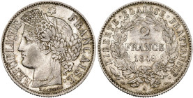 FRANCE, Deuxième République (1848-1852), AR 2 francs, 1849 A, Paris. Gad. 522. Very Fine.
