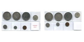 FRANCE, Deuxième République (1848-1852), lot de 7 p.: 5 francs, 1849 A, type Hercule; 1851 A, type Cérès; 1852 A, Louis-Napoléon Bonaparte (tête étroi...