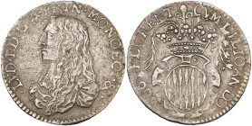 MONACO, Louis Ier Grimaldi (1662-1702), AR 1/12 écu (luigino), 1665. Gad. 69. 2,26 g. Rare. Griffes au droit. Very Fine.