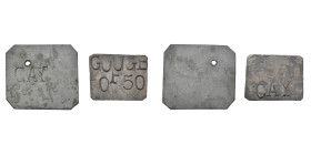 COLONIES FRANÇAISES, Guyane, lot de 2 monnaies de nécessité du pénitencier de Cayenne: 1 franc, s.d. (vers 1895-1935), marqué "Poitevins" et 0,50 fran...
