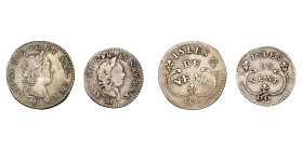 COLONIES FRANÇAISES, Îles du Vent, Louis XV (1715-1774), lot de 2 p.: 6 sols, 1731 H et 12 sols, 1731 H. Lecompte 1 et 6. Fine - Very Fine.