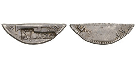 COLONIES FRANÇAISES, Sainte-Lucie, AR 2 livres 5 sols, s.d. (1813). Contremarqué sur un fragment de 8 reales de Charles IV. Lecompte 16. 4,67 g. Rare....
