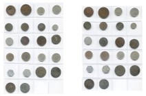 COLONIES FRANÇAISES, lot de 22 p., dont: Guadeloupe, 3 sous 9 deniers (contremarqué "RF"); sou marqué (contremarqué "G"); Îles de France et Bourbon, 3...