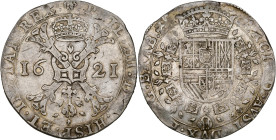 BRABANT, Duché, Philippe IV (1621-1665), AR patagon, 1621, Bruxelles. D/ Croix de Bourgogne sous une couronne, portant le bijou de la Toison d'or. R/ ...