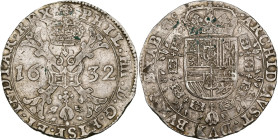 BRABANT, Duché, Philippe IV (1621-1665), AR patagon, 1632, Bruxelles. D/ Croix de Bourgogne sous une couronne, portant le bijou de la Toison d'or. R/ ...