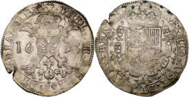 BRABANT, Duché, Philippe IV (1621-1665), AR patagon, 1655, Bruxelles. D/ Croix de Bourgogne sous une couronne, portant le bijou de la Toison d'or. R/ ...