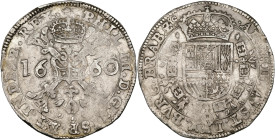 BRABANT, Duché, Philippe IV (1621-1665), AR patagon, 1660, Bruxelles. D/ Croix de Bourgogne sous une couronne, portant le bijou de la Toison d'or. R/ ...