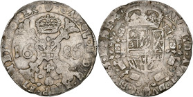 BRABANT, Duché, Charles II (1665-1700), AR patagon, 1686, Anvers. D/ Croix de Bourgogne sous une couronne, portant le bijou de la Toison d'or. R/ Ecu ...