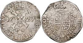 ARTOIS, Comté, Philippe IV (1621-1640), AR patagon, 1627, Arras. D/ Croix de Bourgogne sous une couronne, portant le bijou de la Toison d'or. R/ Ecu c...