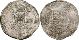 ARTOIS, Comté, Philippe IV (1621-1640), AR patagon, 1628 (sur 1627), Arras. D/ Croix de Bourgogne sous une couronne, portant le bijou de la Toison d'o...
