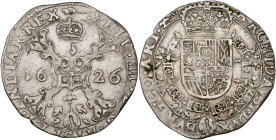 ARTOIS, Comté, Philippe IV (1621-1640), AR quart de patagon, 1626, Arras. D/ Croix de Bourgogne sous une couronne, portant le bijou de la Toison d'or....