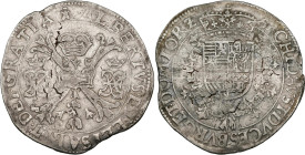 TOURNAI, Seigneurie, Albert et Isabelle (1598-1621), AR patagon, s.d. (1612-1621). D/ Croix de Bourgogne sous une couronne, portant le bijou de la Toi...