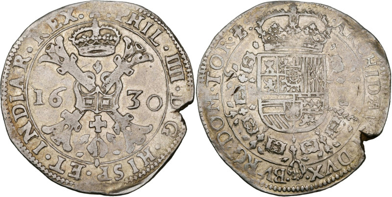 TOURNAI, Seigneurie, Philippe IV (1621-1665), AR patagon, 1630. D/ Croix de Bour...