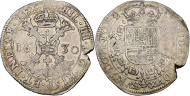 TOURNAI, Seigneurie, Philippe IV (1621-1665), AR patagon, 1630. D/ Croix de Bourgogne sous une couronne, portant le bijou de la Toison d'or. R/ Ecu co...
