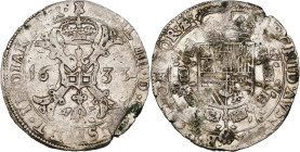 TOURNAI, Seigneurie, Philippe IV (1621-1665), AR patagon, 1633. D/ Croix de Bourgogne sous une couronne, portant le bijou de la Toison d'or. R/ Ecu co...