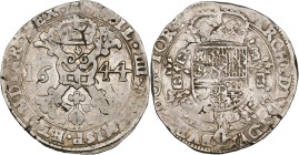 TOURNAI, Seigneurie, Philippe IV (1621-1665), AR patagon, 1644. D/ Croix de Bourgogne sous une couronne, portant le bijou de la Toison d'or. R/ Ecu co...