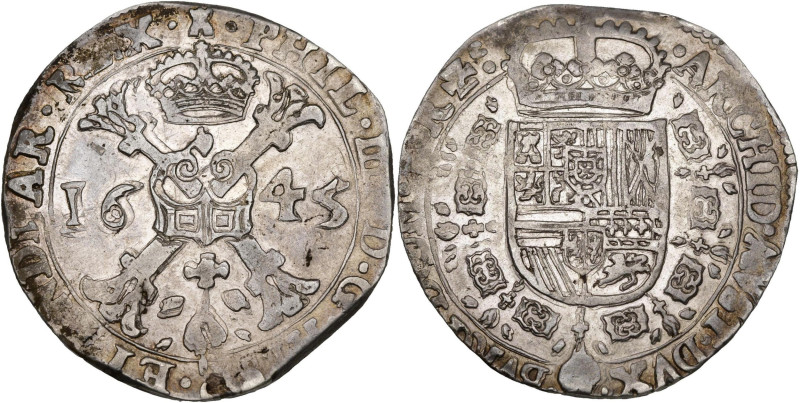 TOURNAI, Seigneurie, Philippe IV (1621-1665), AR patagon, 1645. D/ Croix de Bour...