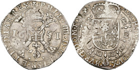 TOURNAI, Seigneurie, Philippe IV (1621-1665), AR patagon, 1651. D/ Croix de Bourgogne sous une couronne, portant le bijou de la Toison d'or. R/ Ecu co...