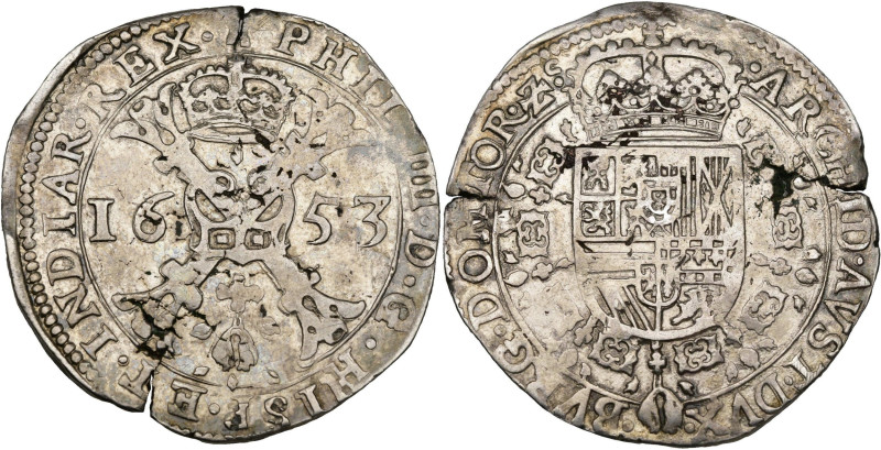 TOURNAI, Seigneurie, Philippe IV (1621-1665), AR patagon, 1653. D/ Croix de Bour...