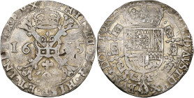 TOURNAI, Seigneurie, Philippe IV (1621-1665), AR patagon, 1655. D/ Croix de Bourgogne sous une couronne, portant le bijou de la Toison d'or. R/ Ecu co...