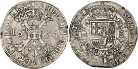 TOURNAI, Seigneurie, Philippe IV (1621-1665), AR patagon, 1664. D/ Croix de Bourgogne sous une couronne, portant le bijou de la Toison d'or. R/ Ecu co...