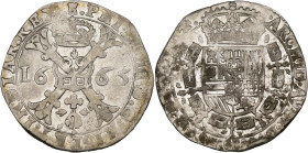 TOURNAI, Seigneurie, Philippe IV (1621-1665), AR patagon, 1665. D/ Croix de Bourgogne sous une couronne, portant le bijou de la Toison d'or. R/ Ecu co...