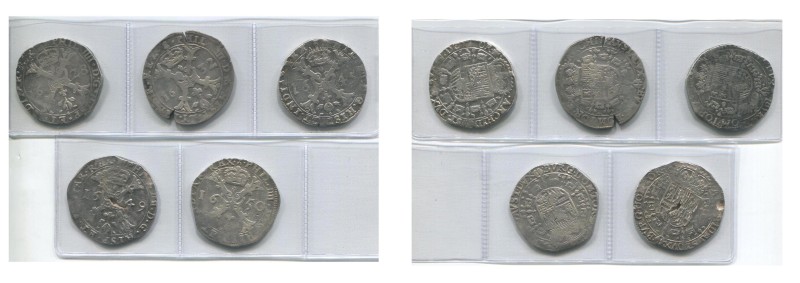 TOURNAI, Seigneurie, Philippe IV (1621-1665), lot de 5 patagons, 1628, 1632, 164...