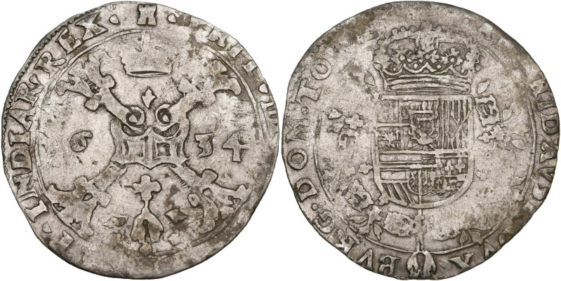 TOURNAI, Seigneurie, Philippe IV (1621-1665), AR quart de patagon, 1634. D/ Croi...