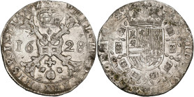 FRANCHE-COMTÉ, Philippe IV (1621-1665), AR patagon, 1628, Dole. D/ Croix de Bourgogne sous une couronne, portant le bijou de la Toison d'or. R/ Ecu co...
