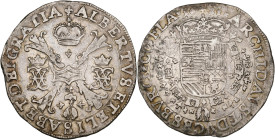 VLAANDEREN, Graafschap, Albrecht en Isabella (1598-1621), AR patagon, 1621, Brugge. Vz/ Gekroond Bourgondisch kruis. Kz/ Gekroond wapenschild omringd ...