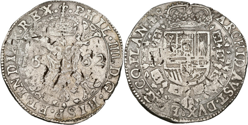 VLAANDEREN, Graafschap, Philips IV (1621-1665), AR patagon, 1662, Brugge. Vz/ Ge...