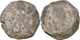 VLAANDEREN, Graafschap, Karel II (1665-1700), AR patagon, 1670, Brugge. Vz/ Gekroond stokkenkruis met een vuurijzer tussen het jaartal en het juweel v...